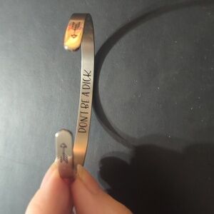 Silver Tone Don't Be A Dick Engraved Arrow Statement Cuff Bracelet